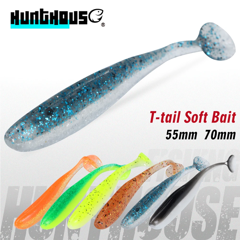 Hunthouse T-staart Zachte lokken 55mm/1.1g 70mm/2.2g Siliconen Zacht Aas Wobblers Gemakkelijk Shiner Swimbait Voor Bass Snoek Vis Visgerei LW242