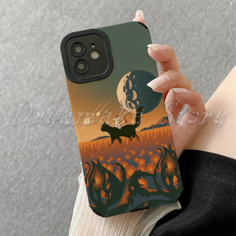 الخيال العلمي القط والفطر الحالات الهاتف آيفون 11 حالة 14 برو ماكس 15 16 برو ماكس آيفون حالة آيفون 13 #3