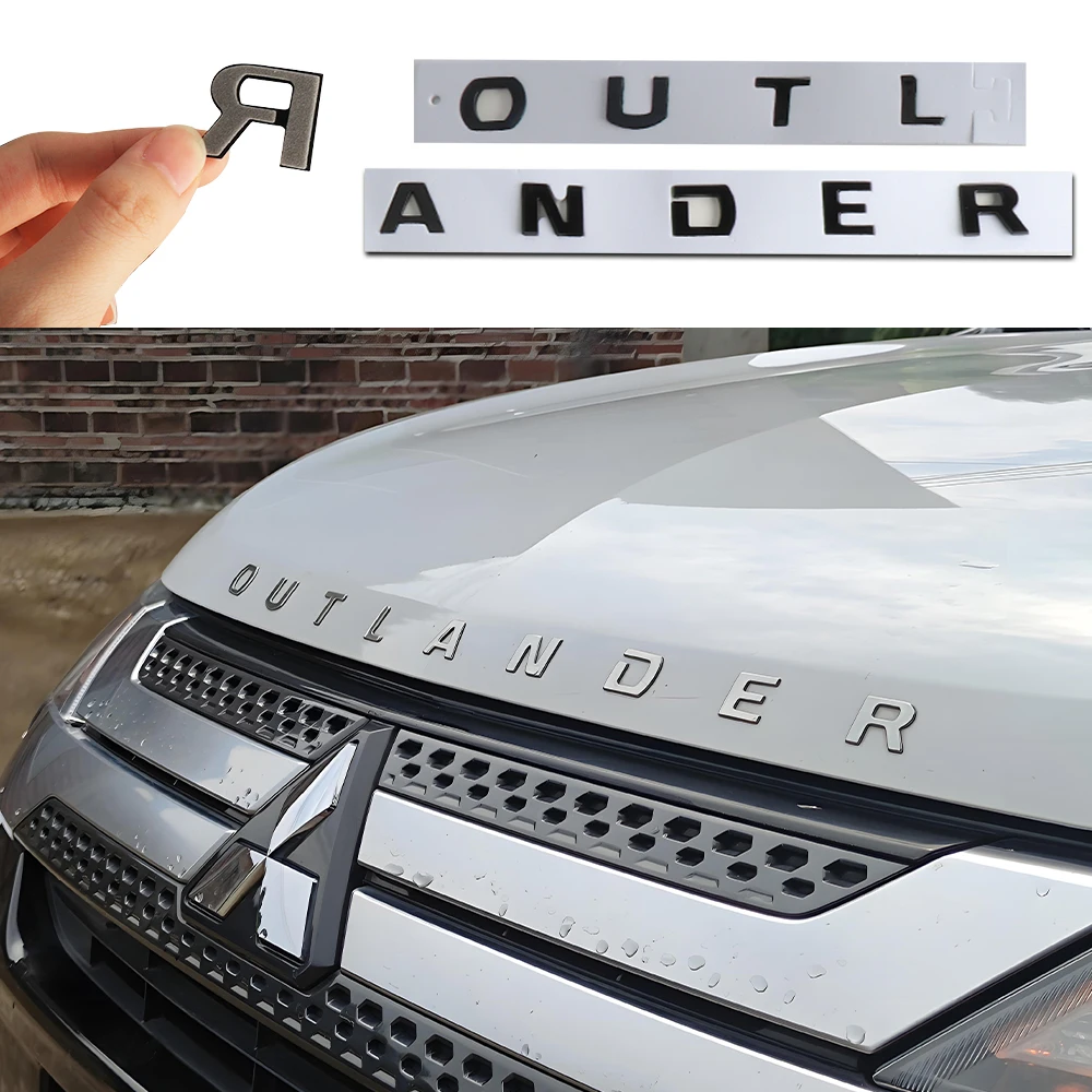 Adesivos de carro abs 3d outlander letras capô emblema para mitsubishi lancer pajero asx outlander eclipse galant mirage ex accessorie
