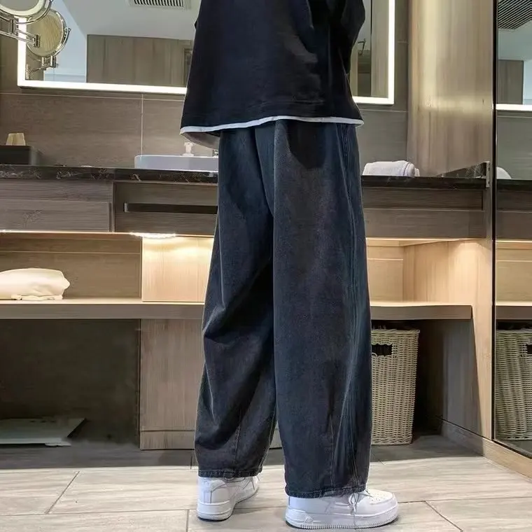 

Мужские широкие джинсы в японском стиле Amekaji, уличные модные брюки оверсайз в рабочем стиле, американские ретро-брюки в стиле Dad, повседневная одежда