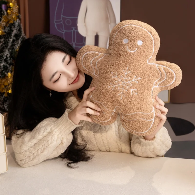 36cm natal homem de gengibre floco de neve casa travesseiro de pelúcia brinquedos biscoito peluche pelúcia macio boneca decoração do quarto presentes