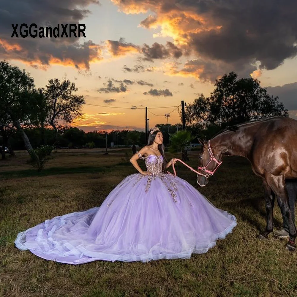 

Purple Ball Gown Quinceanera Dress 2025 Sweetheart 3D Flowers Applique Sweet 16 Dress 15 Birthday Party Gown Vestidos De XV Años