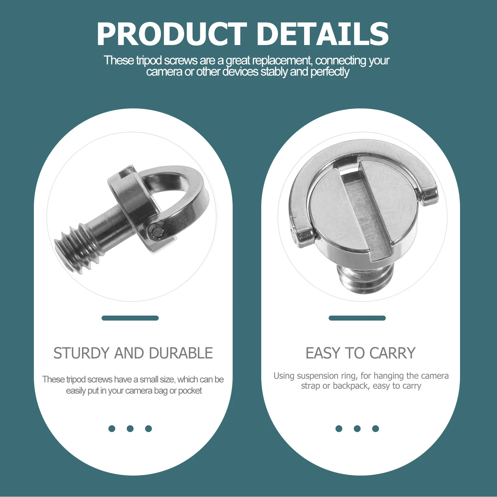 

5pcs Camera Mounting Screws 1/4 Inch D Ring Tripod Mount Adapter For Action Camera Screw Replacement Lightweight Iron Nickel