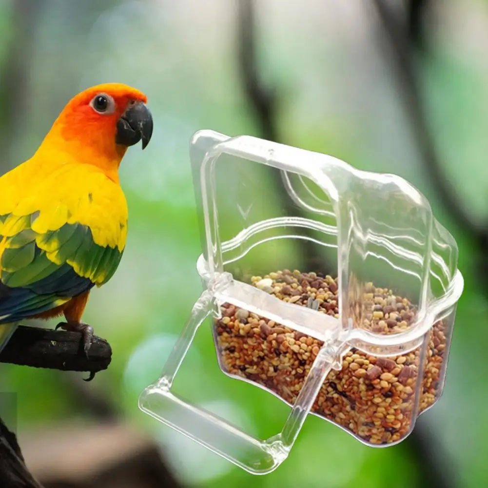 2Pcs Pet Bird Anti-splash Food Container Parrot Feeder Water Bowl Transparent Bird Trough Pet Food Dispenser Cage Accessories