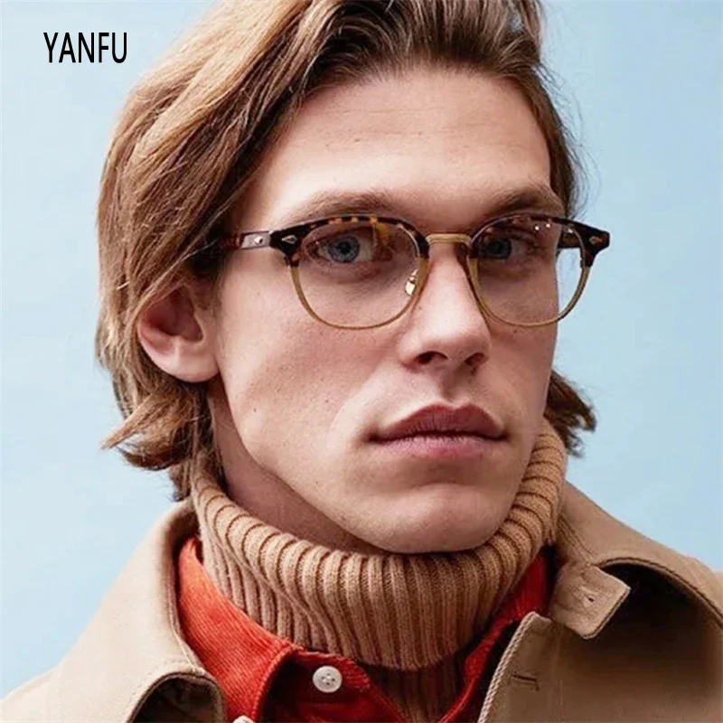 Acetate Tortoise Vintage Glasses Frames Round Retro Optical Eyewear for Women Men Reading Eyeglasses Myopia Prescription 5199