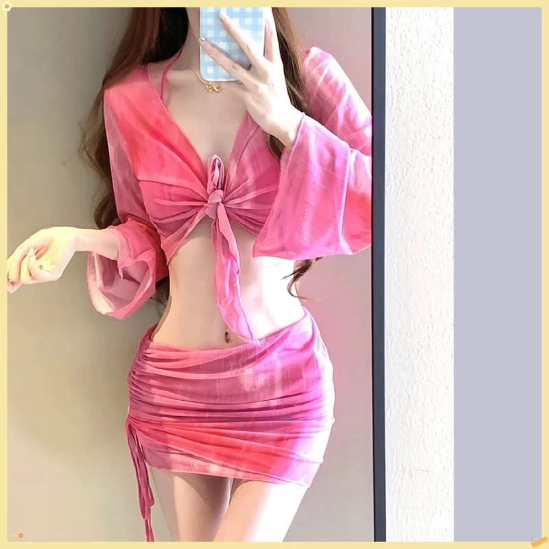 

Новый стиль 2025! Женский комплект бикини из 4 предметов | Консервативный купальник для похудения | Удобный для студентов дизайн небольшого бюста