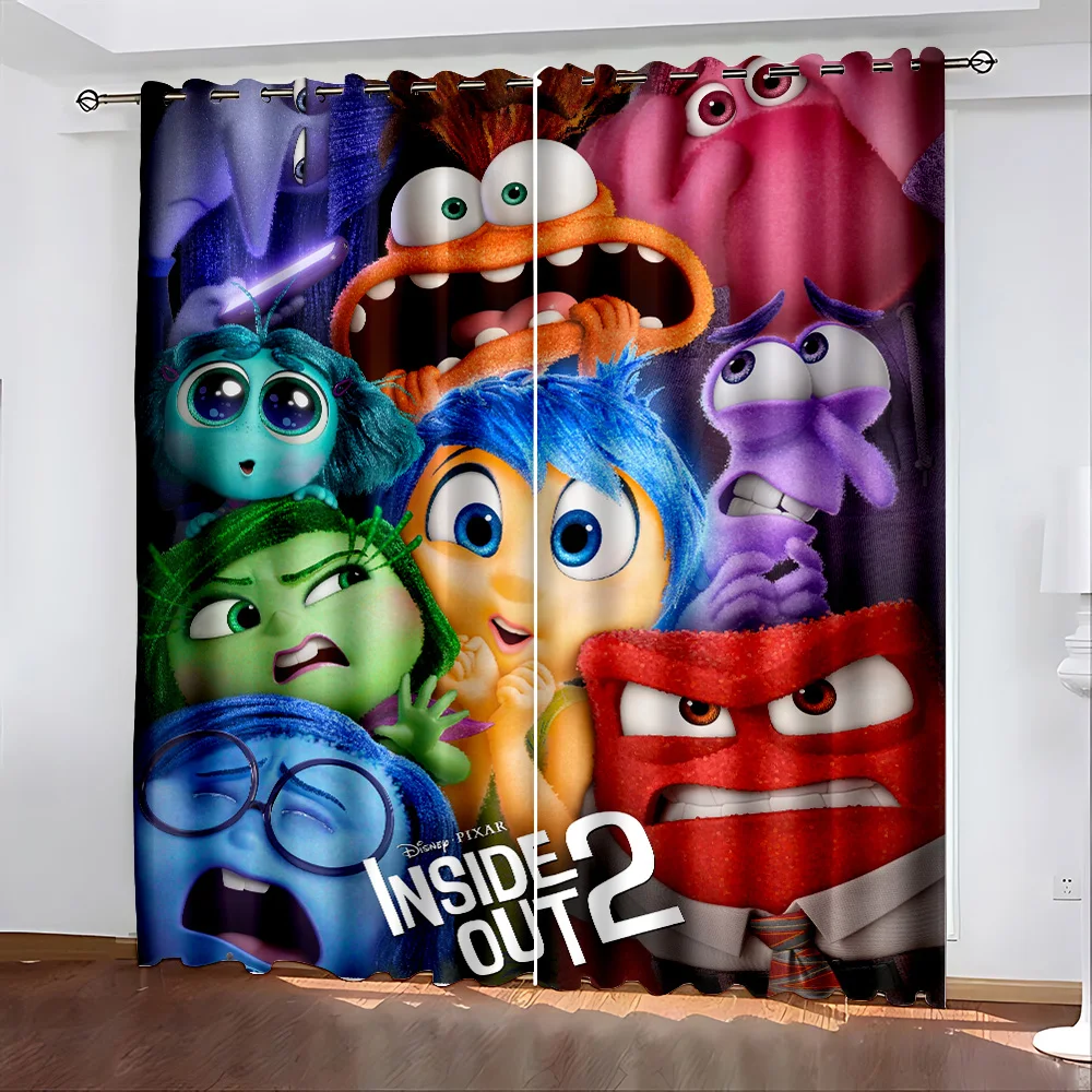 

Cartoon Inside Out 2 Curtain 3D Print Bedroom Living Room Window Blackout Partition Style Home Decoration