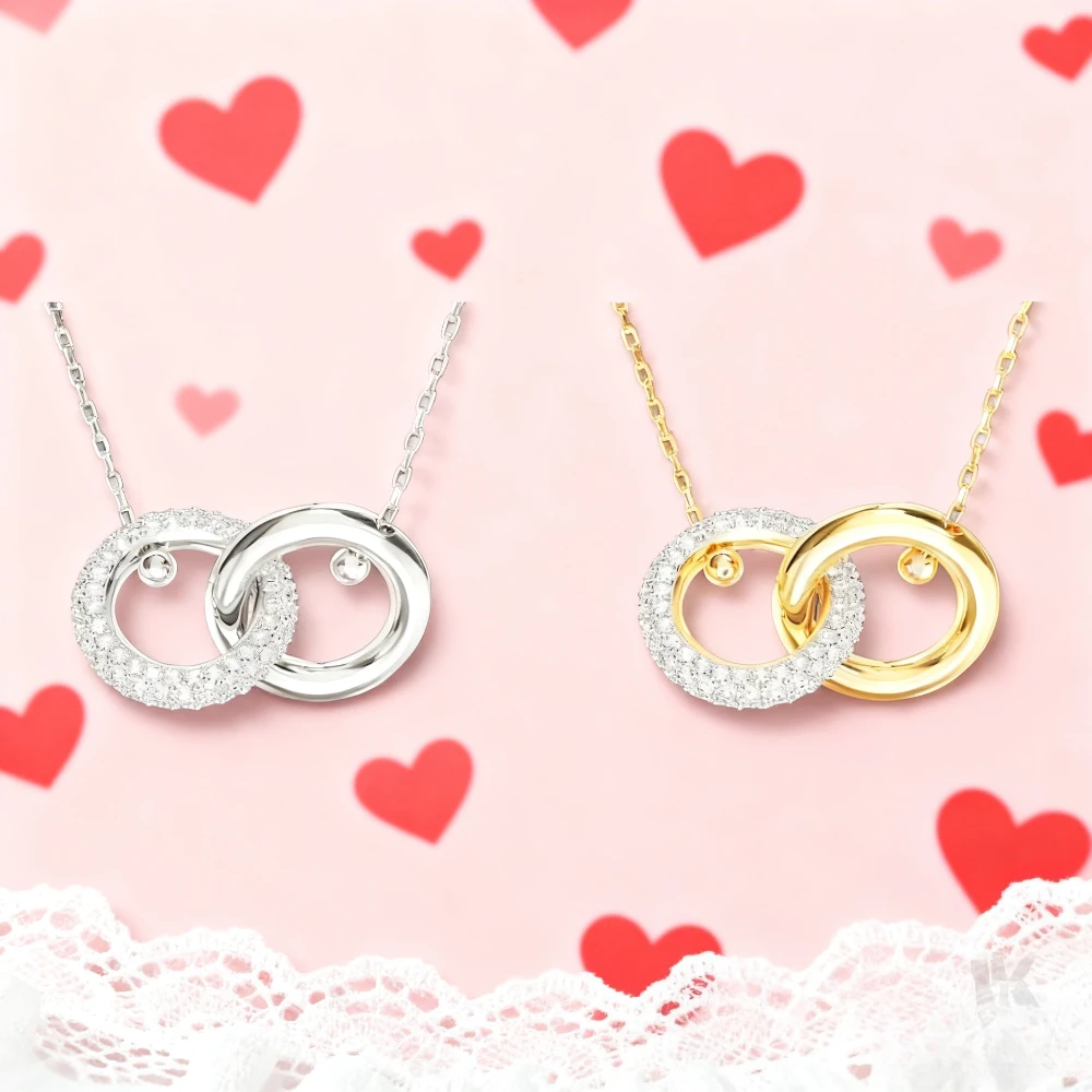 

2025 New Elegant accessories Texture Loop Inlaid Design Necklace Pendant Hip-hop Trend Personality Unique Party Performance