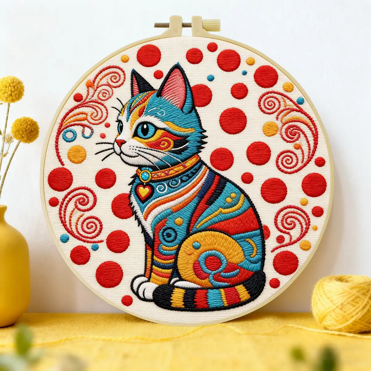 

1pc 20X20CM/15X15CM 7.87/6.3inch Animal - Cat Embroidery Starter Kit DIY kit DIY embroidery kit manualidades Set for Beginner