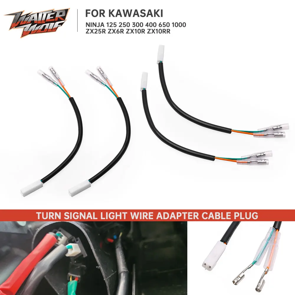 Motorcycle Turn Signal Wire Adapter For Kawasaki Ninja 250 400 650 1000 KLE250 KLE300 KLR650 KLX300 Z1000 Z800 Z700 Z400 Z300