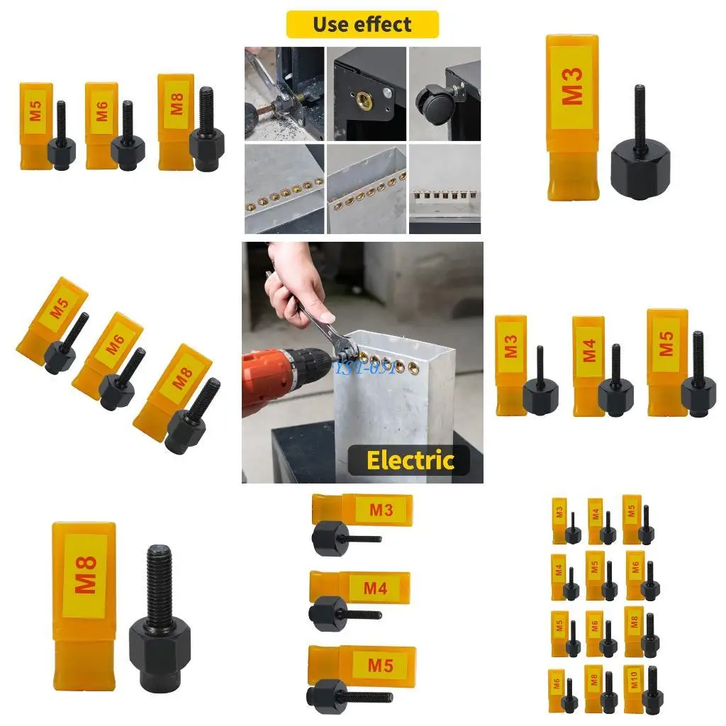 E15A 3 مم إلى 10 مم عبوة من 3 مجموعات صواميل برشام يدوية مصنوعة من الفولاذ عالي الكربون الممتاز