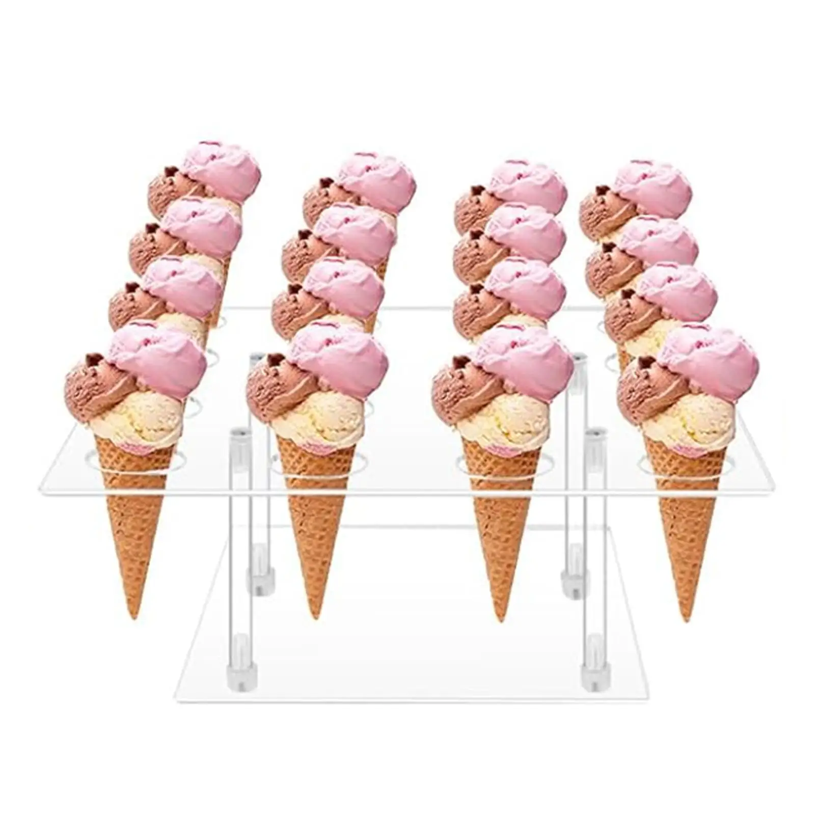 

Acrylic Ice Cream Cone Holder Pastry Rack Cup Holder Sturdy Decoration with 12