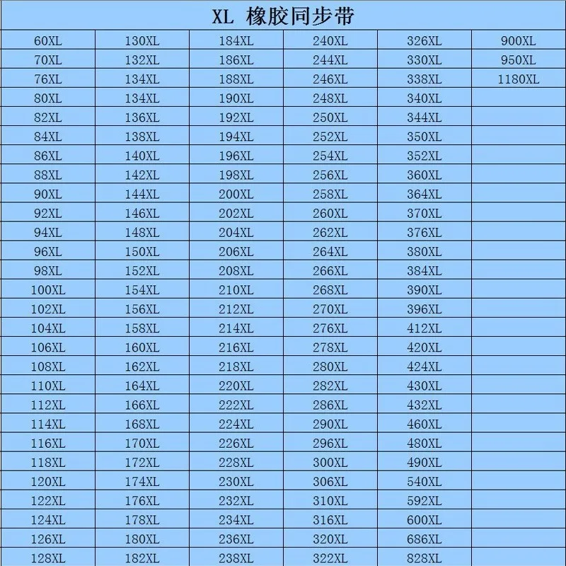 고무 타이밍 벨트, XL-60, 66, 70, 76, 80, 82, 84, 86, 88, 90, 92, 94, 96, 98, 100, 102, 104/106