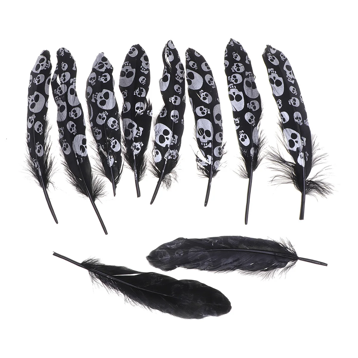 

20Pcs Black Dyed Goose Swan Skull Pattern 16x0.1cm Ideal for Halloween DIY Party Home Decoration Simulation