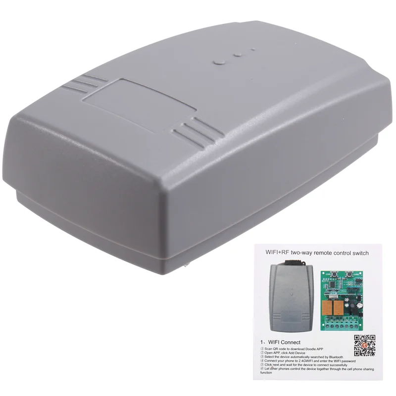 AT93-Universal Tuya WIFI 2Ch 433Mhz Garage Door Opener Controller Switch With Fixed Rolling Code For Multi Brand Compatibility
