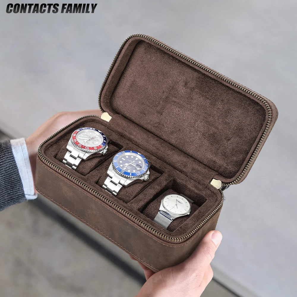 Luxury Watch Case Travel - 10/8/3/2 그리드 고급 천연 가죽 시계