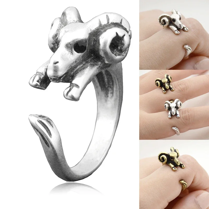 5 Style Giraffe & Goat & Horse & Lion & Leopard Shape Ringa for Women Midi Finger Vintage Retro Animal Ring Girls Ring Jewelry