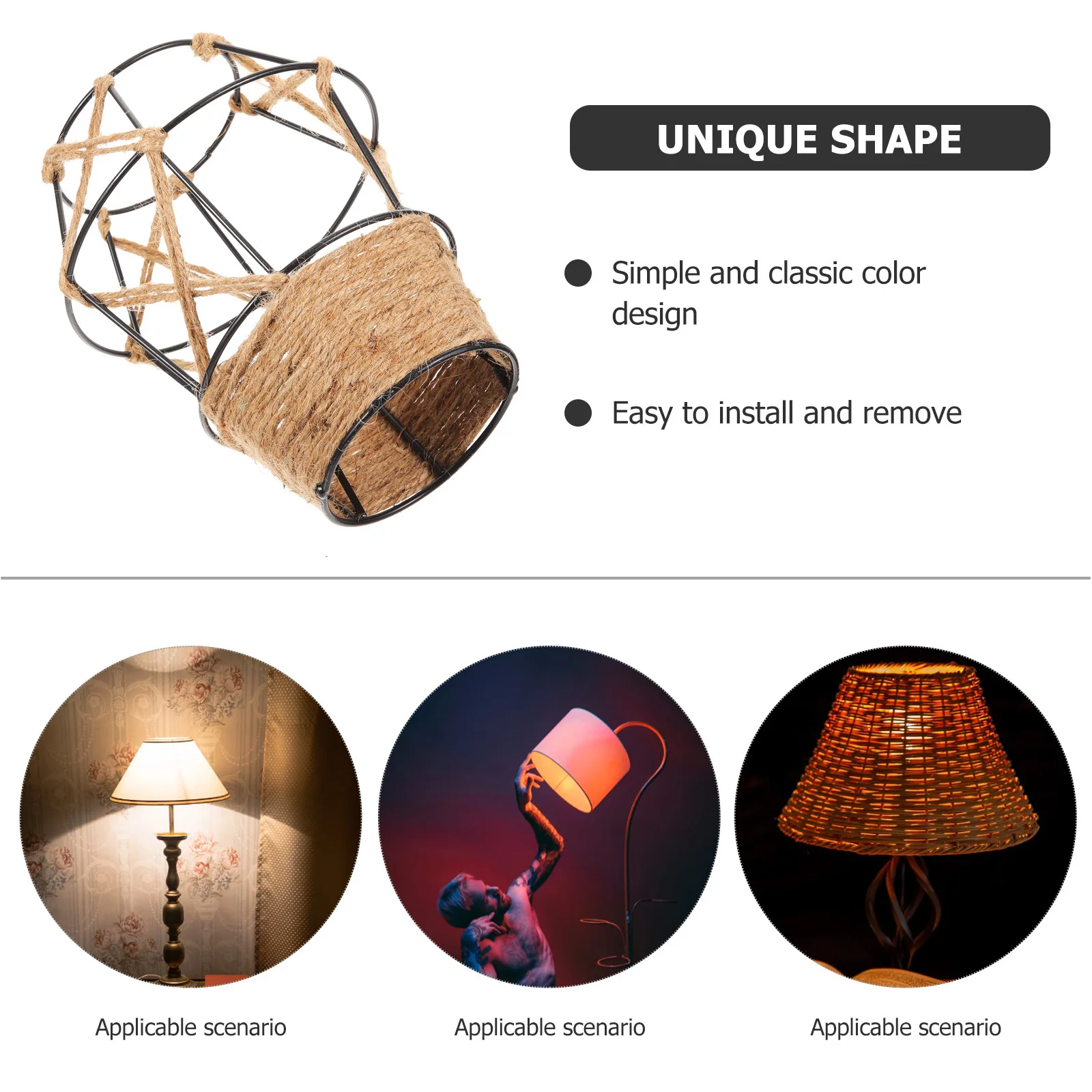 

Тканый подвесной абажур в деревенском стиле, декоративный подвесной светильник, простая установка, прочный для дома, отеля, ресторана, абажуры