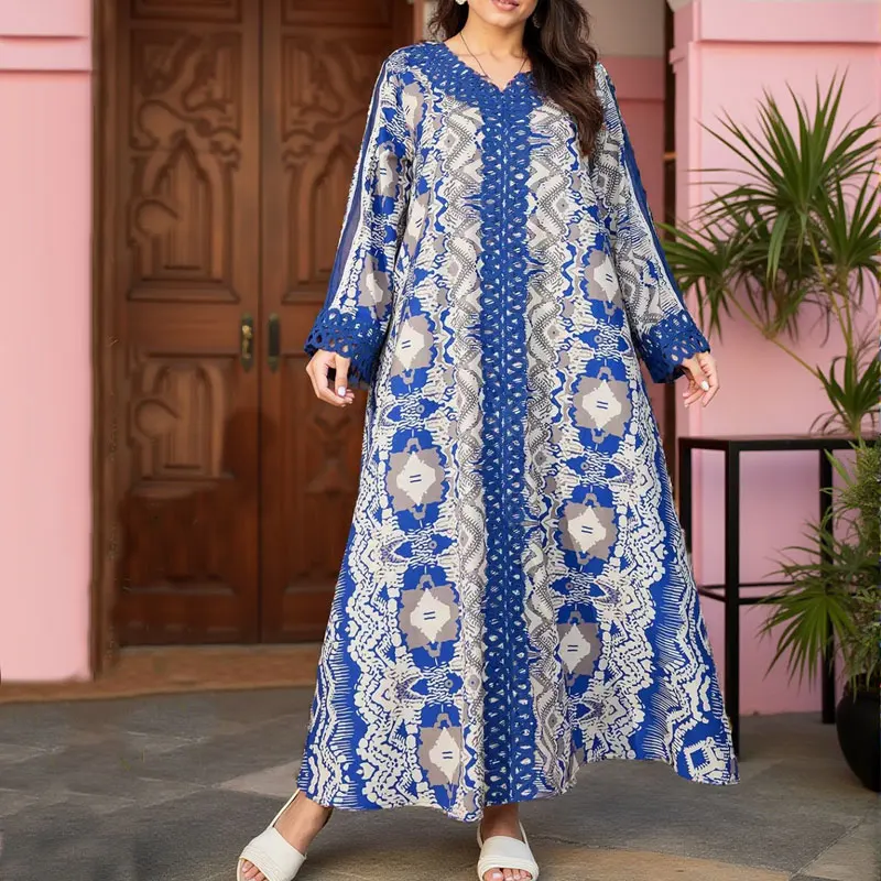 

Новый Ближний Восток Арабский халат Мусульманское платье Кружевное свободное платье макси Длинный халат Абая