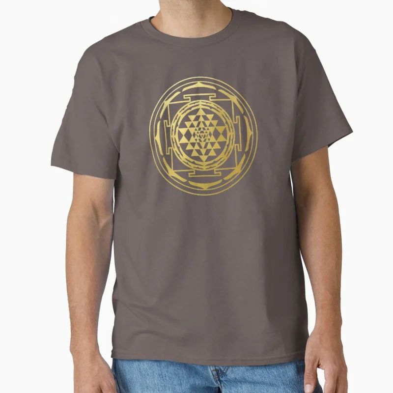 The Sri Yantra gold sacred geometry mandala esoteric protection symbol Celtic Gift t shirt Large size Tops Graphic Print Clothes