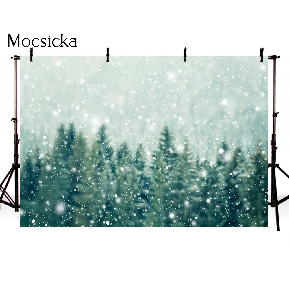 Merry Christmas Tree Background Winter Snow Baby Photo Backdrop For Photography New Year Party Decor Props Children Girls Studio