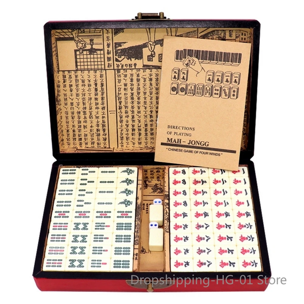 

Chinese Numbered Large Acrylic Tiles Portable Carving Travel Mahjong Premium Mahjong Set 144 For Family Party Table Game