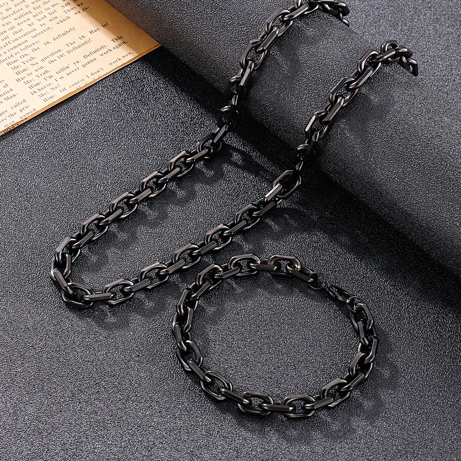 8mm Schwarz Link Kette Halskette Armband Für Männer Edelstahl Schmuck Geschenk Set