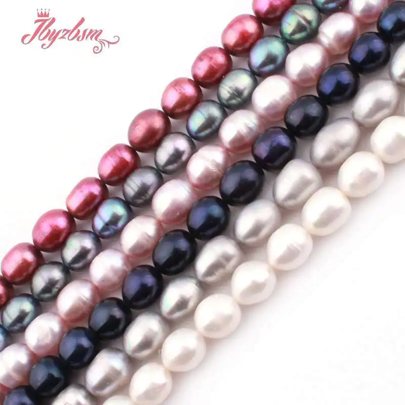 

9-10mm Oval Freshwater Pearl Cultured Beads ;Loose Natural Stone Beads For Jewelry Making DIY Necklace Bracelets Strand 15"