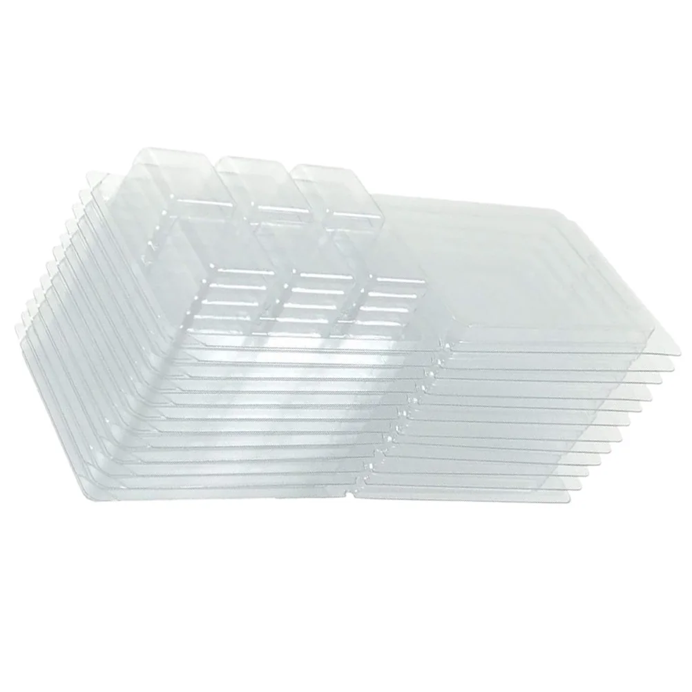 

50 Pcs PVC Boxes Wax Melt Clamshell Molds Clear Empty Soap Shells Transparent Containers Cube Tray Sealing Strips