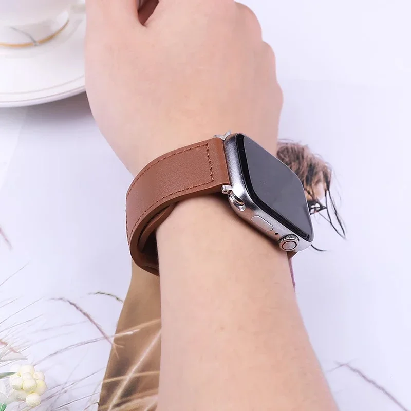 الأشرطة الجلدية ل سوار ساعة أبل الترا 2 49 مللي متر 44 مللي متر 40 مللي متر 38 مللي متر/42 مللي متر 46 مللي متر سوار iWatch سلسلة 10 9 8 7 3 4 5 6 se 41 مللي متر/45 مللي متر