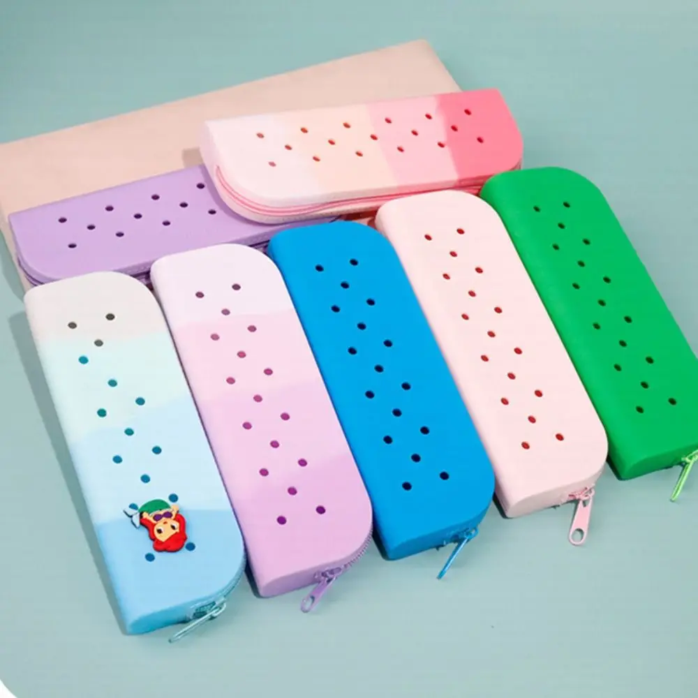 휴대용 DIY 펜 가방 대용량 실리콘 연필 케이스 먼지 방지 펜 상자 학생