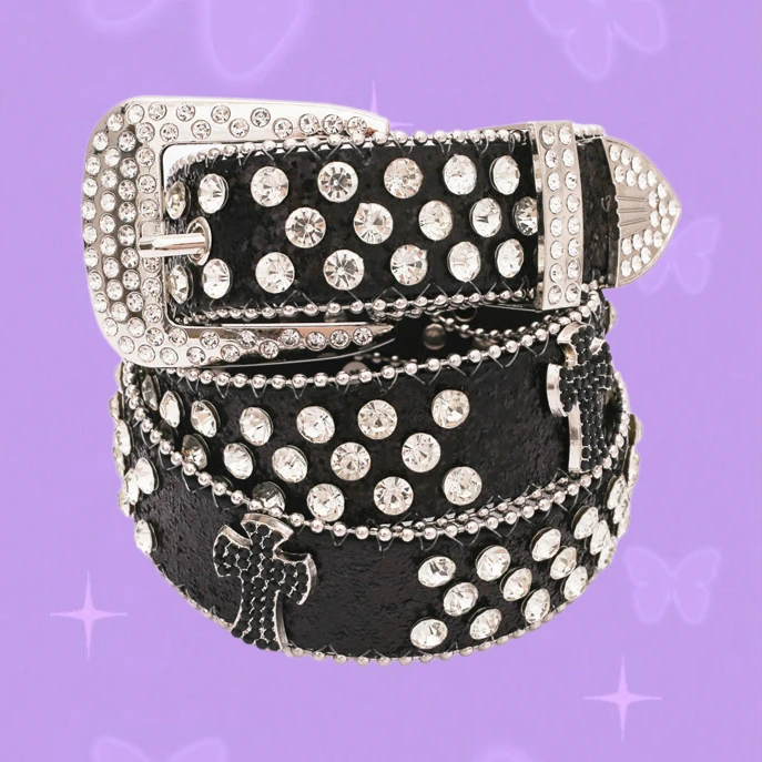 Ladies' cross accessories, rhinestone belt style, women's style belt, denim style outdoor belt