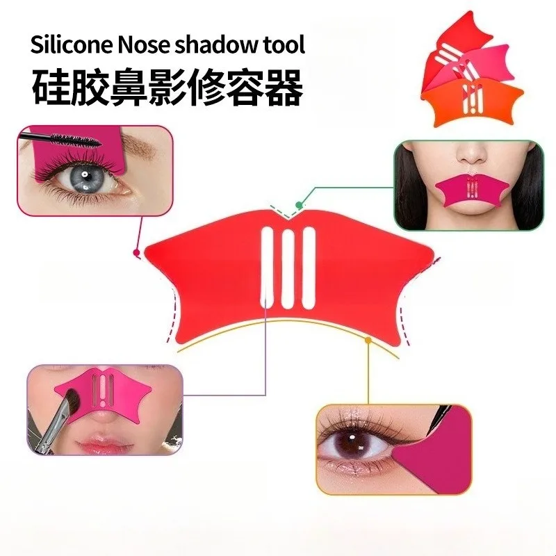 Siliconen neusschaduw contour- en make-up assistenttool Wasbaar en herbruikbaar Zacht en niet-vervormbaar Compact en draagbaar