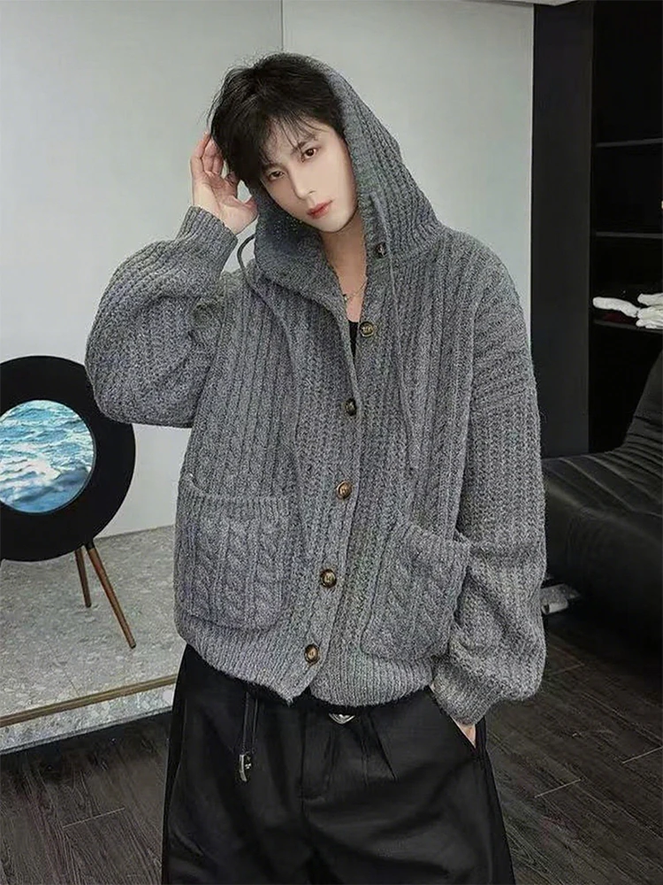 

Мужской вязаный кардиган Deep ey: осенняя модная толстовка-худи, плотный вязаный жакет в корейском стиле, уютный шик для пар