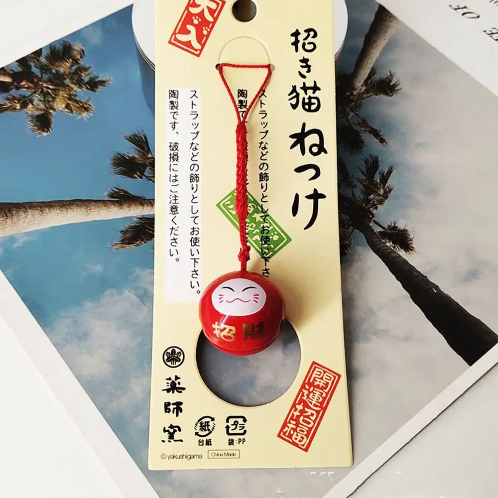 

Jewelry Craft Fortune Wealth Red Water Bells DIY Trinkets Maneki Neko Lucky Cat Keychains Bells Pendant Keyring Japan Daruma