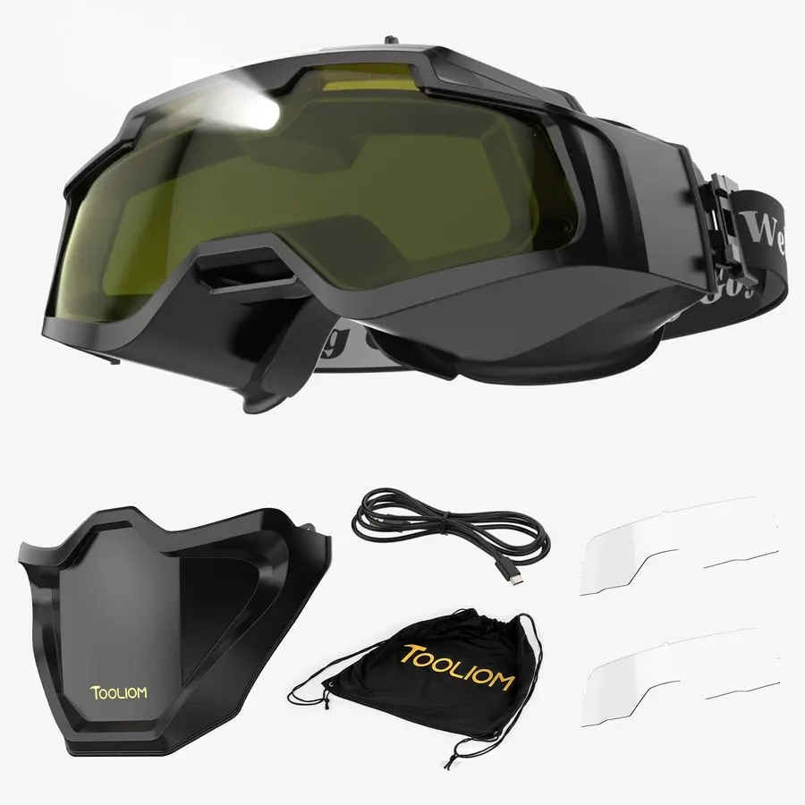 Auto Darkening Welding Goggles 4 Arc Sensor Eye Protection Safety Goggles Welding Glasses with amp for MIG TIG Stick