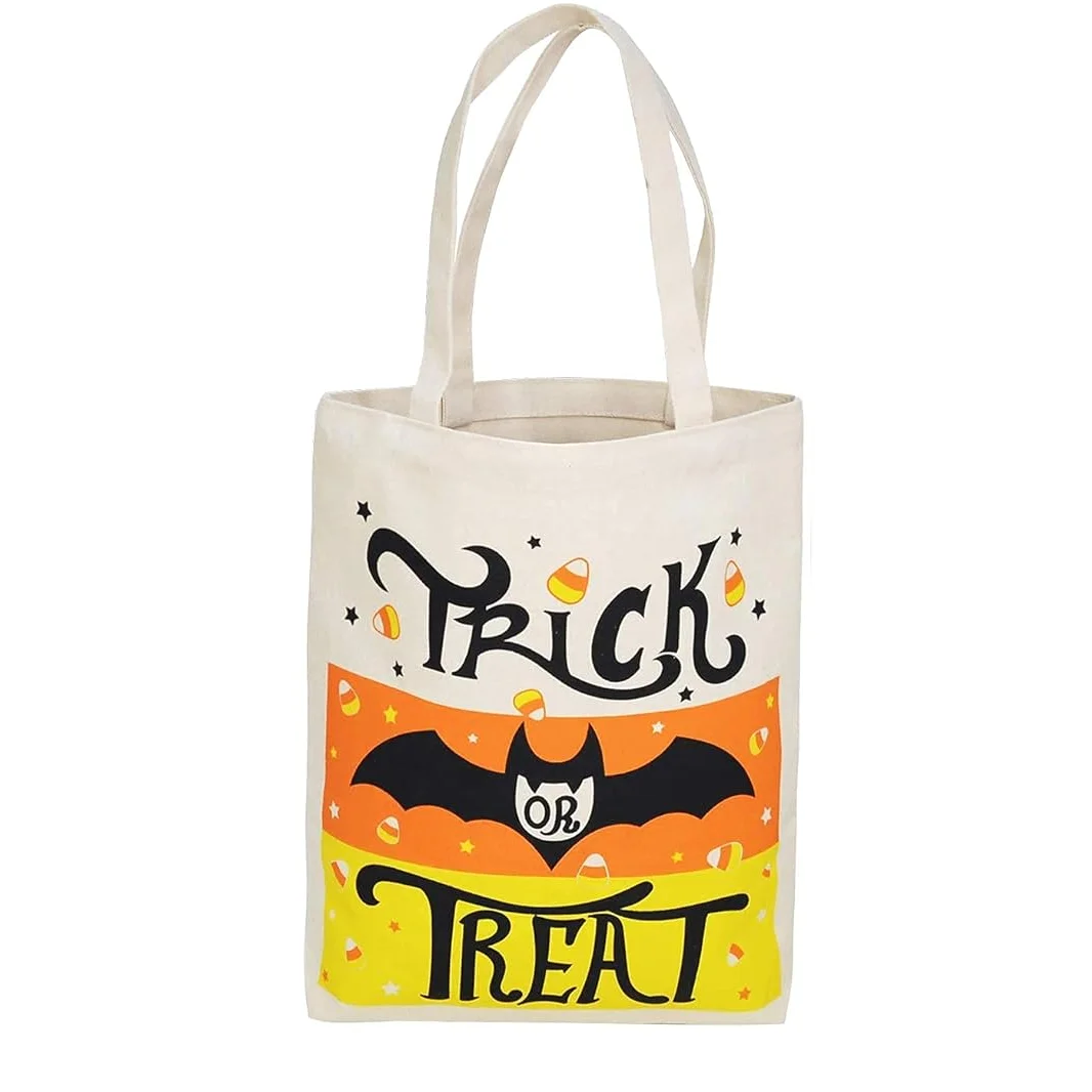 Halloween Tote Treat Bags for Trick or Treating Halloween Goodie Candy Bags Canvas Gift Bags for Kids Party Favor Supplies