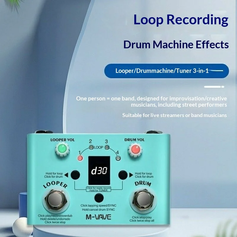 pedal-de-efectos-para-guitarra-m-vave-looper-afinador-de-bateria-grabador-de-loops-y-frases-ideal-para-guitarristas-de-guitarra-electrica-y-acustica-para-presentaciones-en-vivo