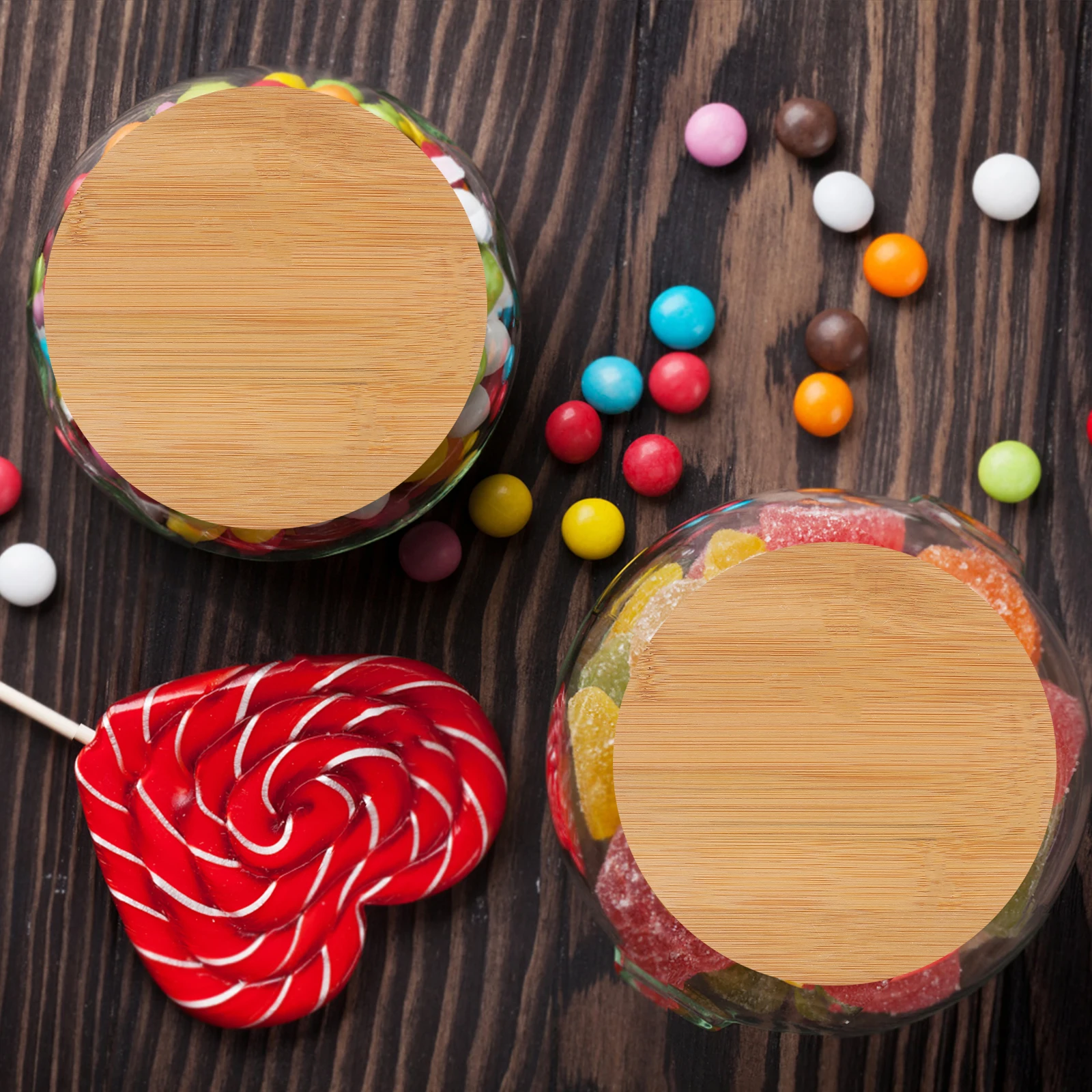 

2Pcs Bamboo Jar Lids Glass Sealed Silicone Ring Leak Proof Airtight Round Covers Home Kitchen Storage Bamboo Sealing Lid