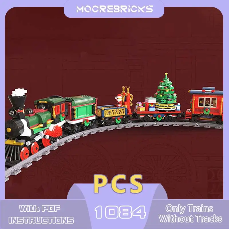 Popular Bricks MOC Winter Christmas Motorized And Improved Christmas Train Building Blocks Assembly Model Kit Kid Toys Xmas Gift