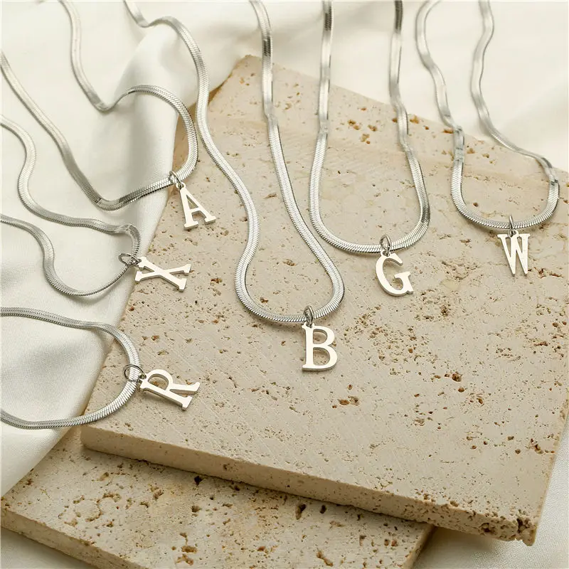 Stainless steel Letter Choker for Women Snake Chain Initial Clavicle Necklace Waterproof Wholesale dropshipping