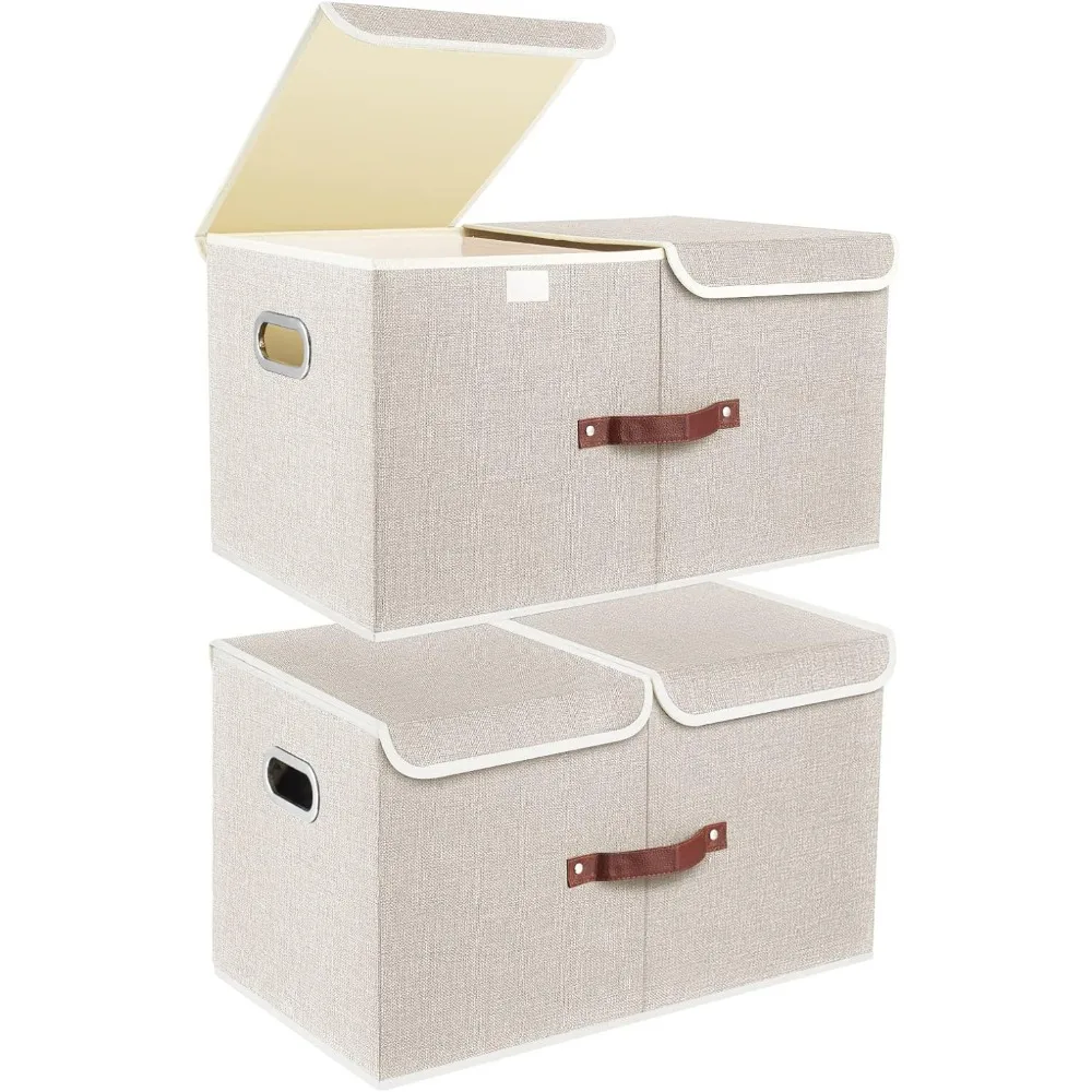 

TYEERS Extra Large Collapsible Storage Bins with Lids and Compartments, Washable, Fabric Storage Boxes, 21.7x13x11.8 inches, 2 P