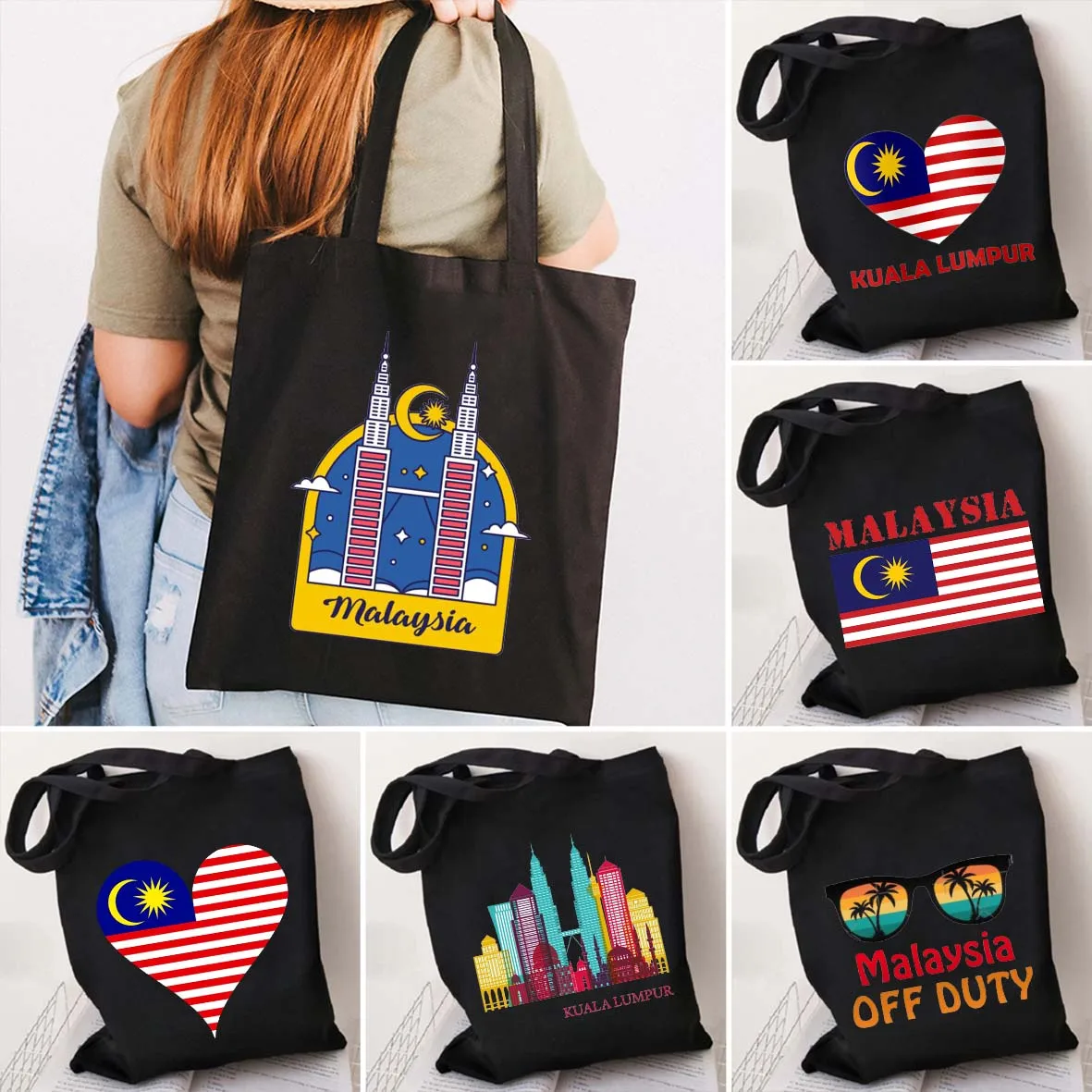 

Coat of Arms Malaysia Country Flag Map Kuala Lumpur Love Heart Malaysian Asia Summer Beach Cute Canvas Tote Bag Shoulder Handbag