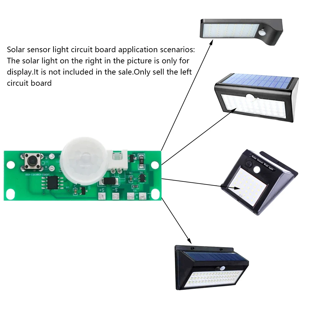 Sensore di controllo della scheda della lampada solare da 3,7 V Modulo di luce notturna Modulo controller Circuito solare a induzione del corpo