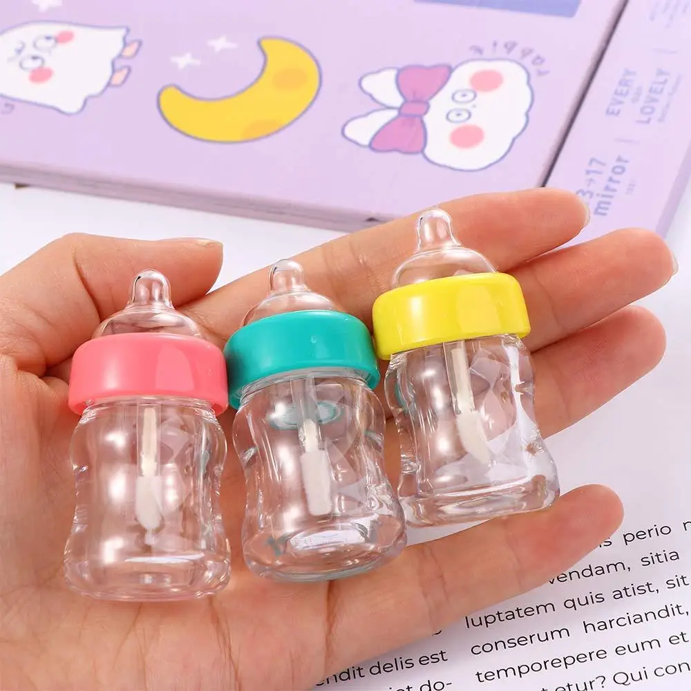 أنبوب أحمر شفاه شفاف DIY 7 مل زجاجة ملمع شفاه قابلة لإعادة الملء زجاجة حليب على شكل أنبوب ملمع شفاه فارغ