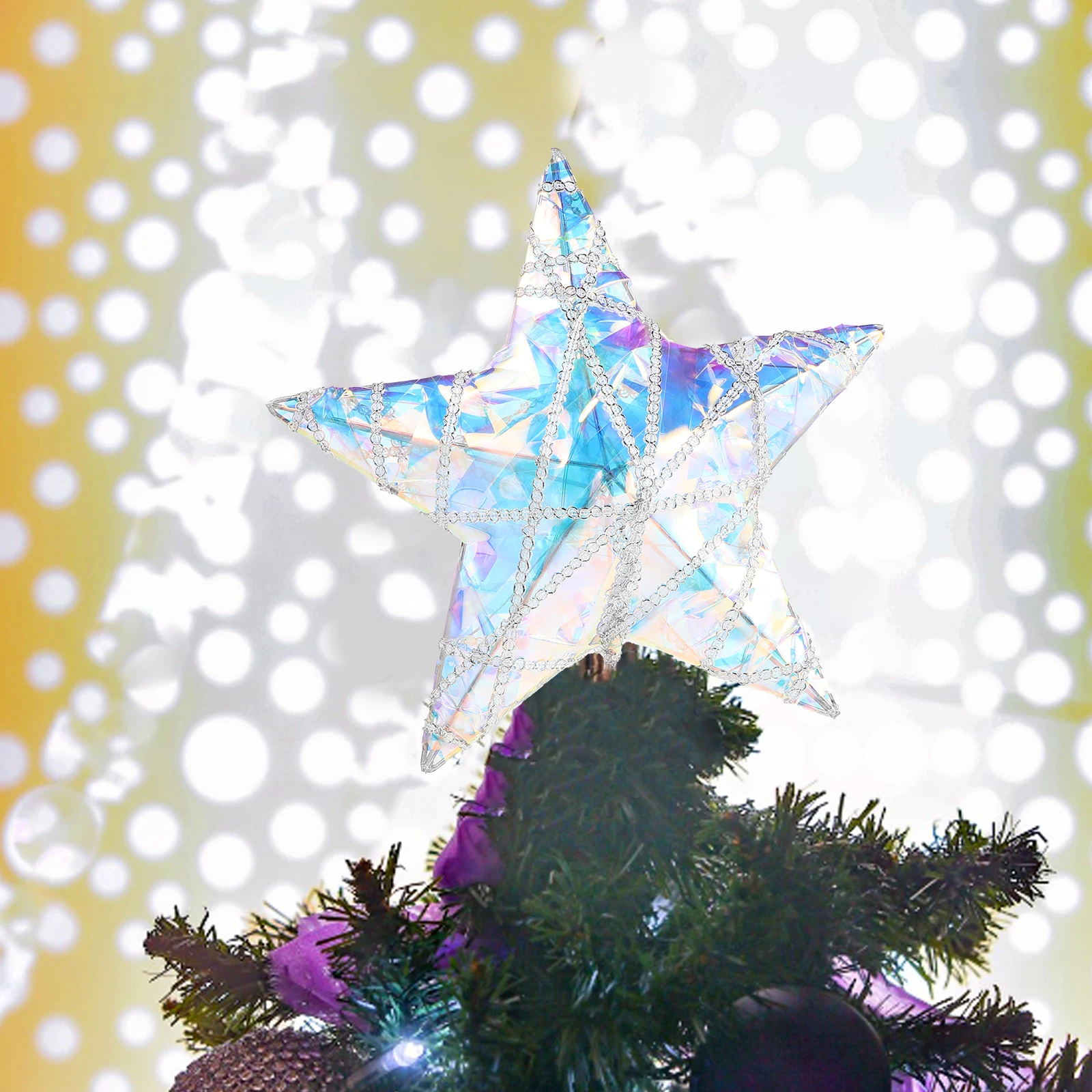 

Led Lighted Christmas Star Topper Festive Holiday Decoration Powder Coated Metal Ornament Easy Install Rustic Elegant
