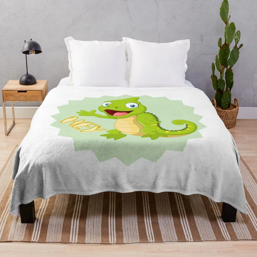 Cute Hey Iguana Throw Blanket Fashion Sofas Luxury Blankets