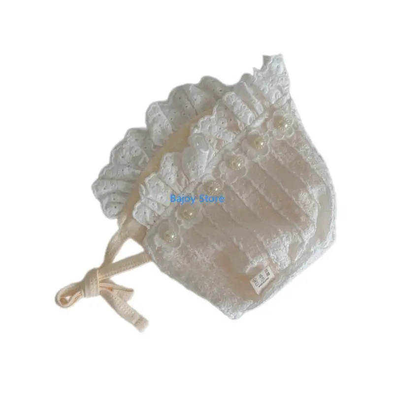 

63HE Baby Princess Lace Hat Baby Hat Autumn Hat Toddler Sun Hats Little Girl Infant Cotton Lace Up Bonnet Caps