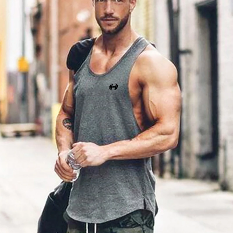 

Summer Cool Sleeveless Breathable Tank Tops Gym Casual Clothing Mens Cotton Workout Bodybuilding Singlets Fitness Muscle Vest
