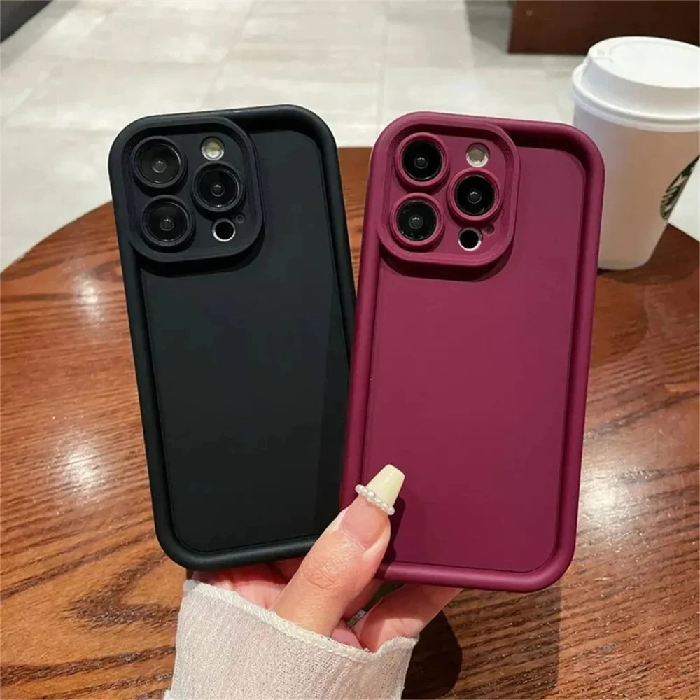 Luxury silicone Camera protection Phone Case For iPhone 11 12 13 14 15 16 Pro Max Plus mini XR XS 7 